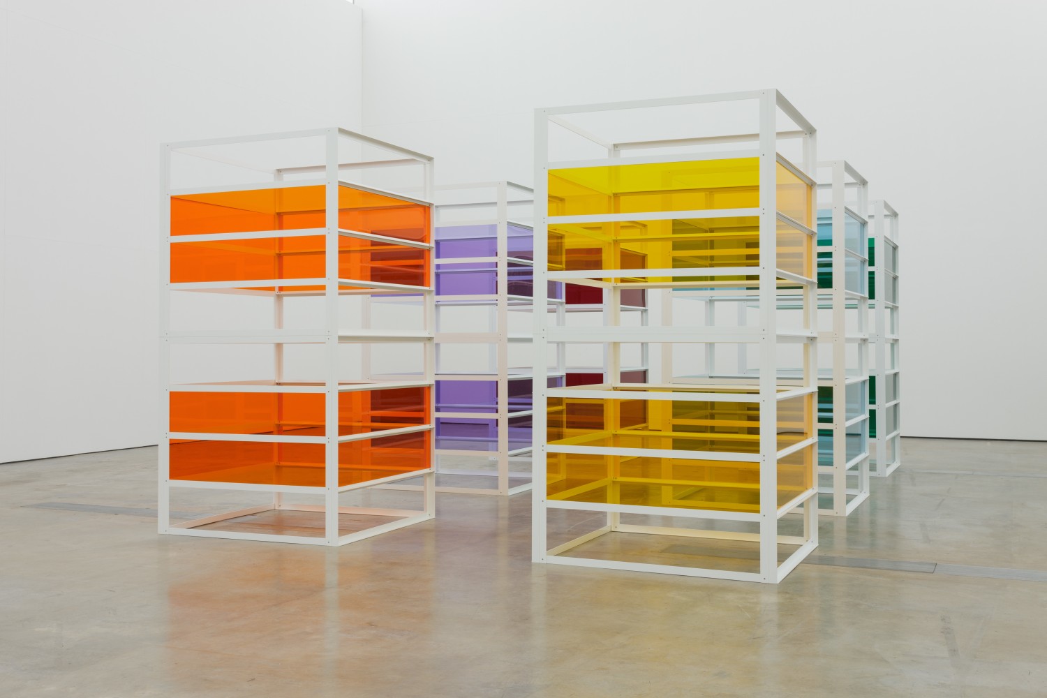 Liam Gillick&amp;nbsp;
Complete Bin Development,&amp;nbsp;2013
powder-coated aluminium, Plexiglas, 6 elements
each element 300 x 150 x 160 cm / 118.1 x 59.1 x 63

&amp;nbsp;