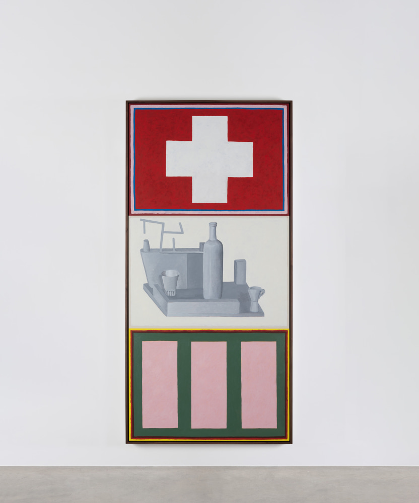 Nathalie Du Pasquier
Swiss life
2022
oil on paper, 3 modules, framed together
70 x 100 cm / 27.6 x 39.4 in, each &amp;nbsp;
213 x 102 cm / 83.9 x 40.2 in, framed&amp;nbsp;