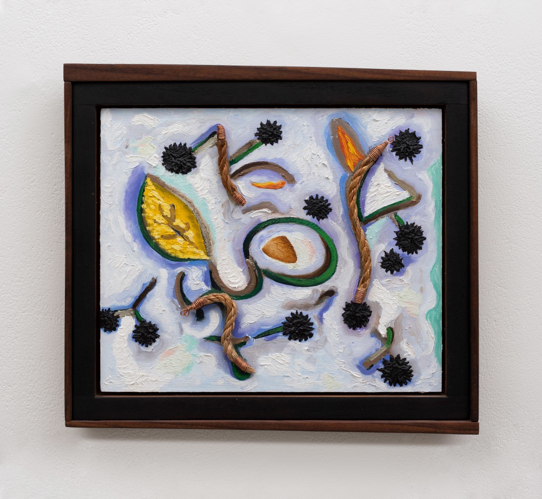 Daniel Rios Rodriguez&amp;nbsp;

The Fall,&amp;nbsp;2020

oil, rope, copper wire on wood with wood frame

31.8 x 36.8 cm / 12.5 x 14.5 in&amp;nbsp; &amp;nbsp;