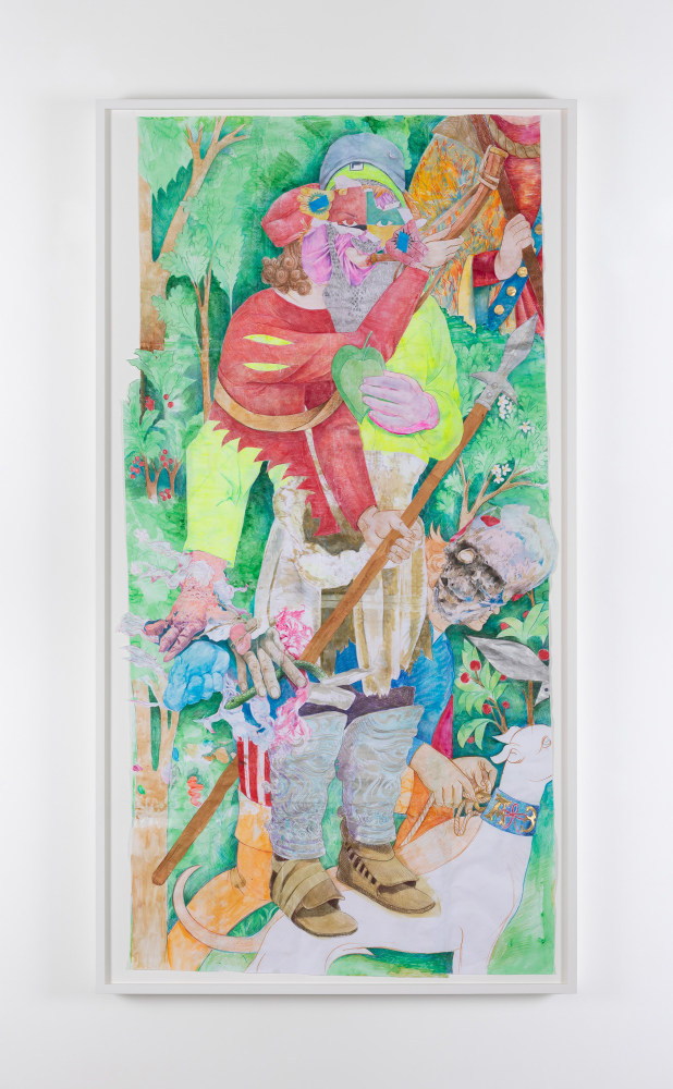 Sam Keogh
Elden Knotweed NPC&amp;nbsp;
2022
colouring pencil, &amp;nbsp;graphite, watercolour, acrylic and gold leaf on 70gsm acid free layout paper
218 x 124 cm / 85.8 x 48.8 in framed &amp;nbsp;