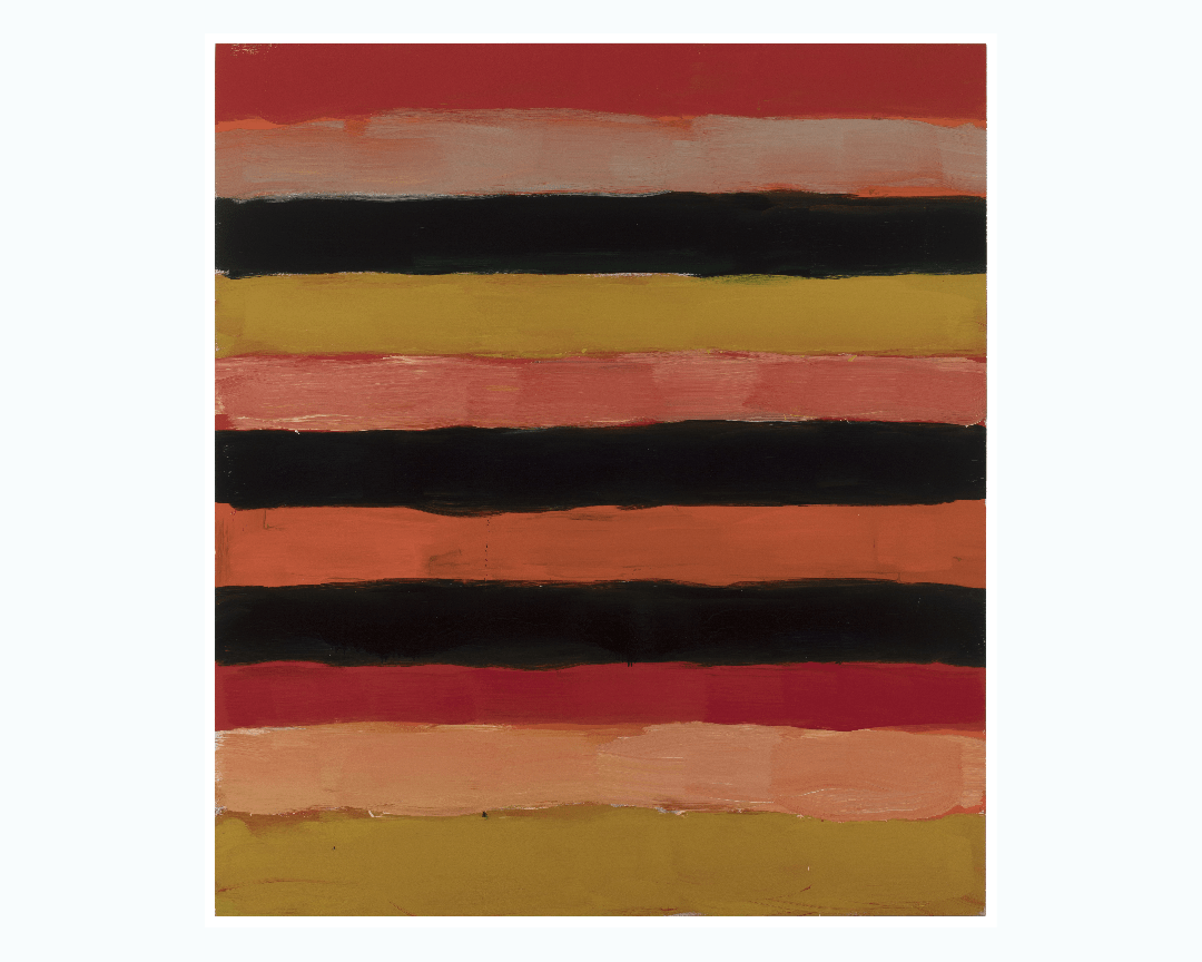 Sean Scully,&amp;nbsp;Landline Red Ray, 2017. Oil on aluminum, 85 x 75 in. Courtesy the Artist