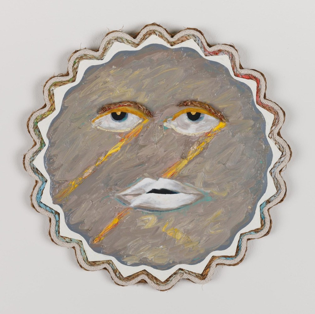 Daniel Rios Rodriguez
Luna, 2018
oil, nails, rope, aluminium and linen on wood panel
40.6 cm / 16 in diameter