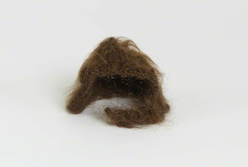 Kathy Prendergast, Hair Bonnet, 1997, human hair,&amp;nbsp;13 x 20 x 20 cm