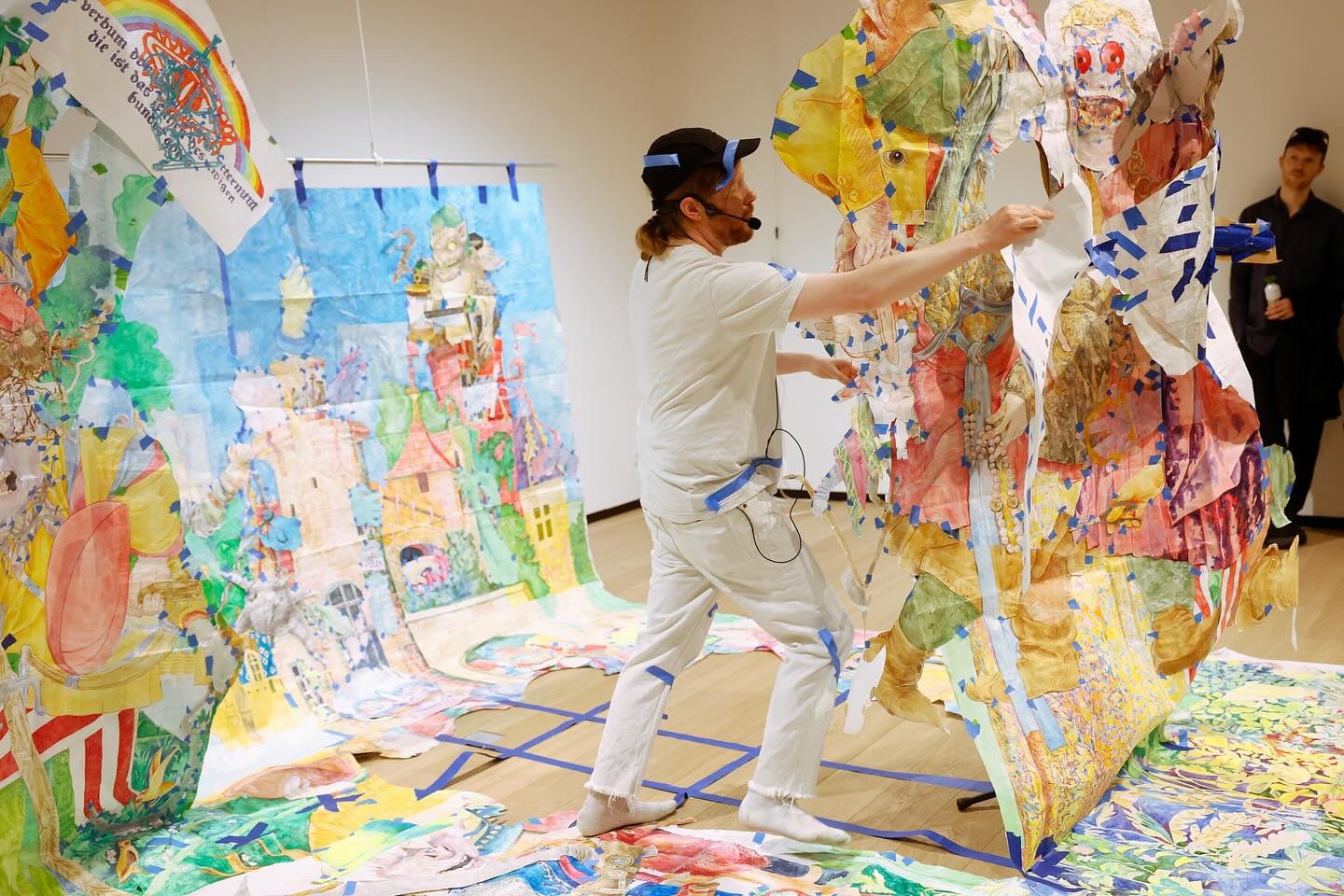 Sam Keogh performance at the opening of the Paper Biennial 2024, Museum Rijkswijk.&amp;nbsp;Photo by Bas Czerwinski