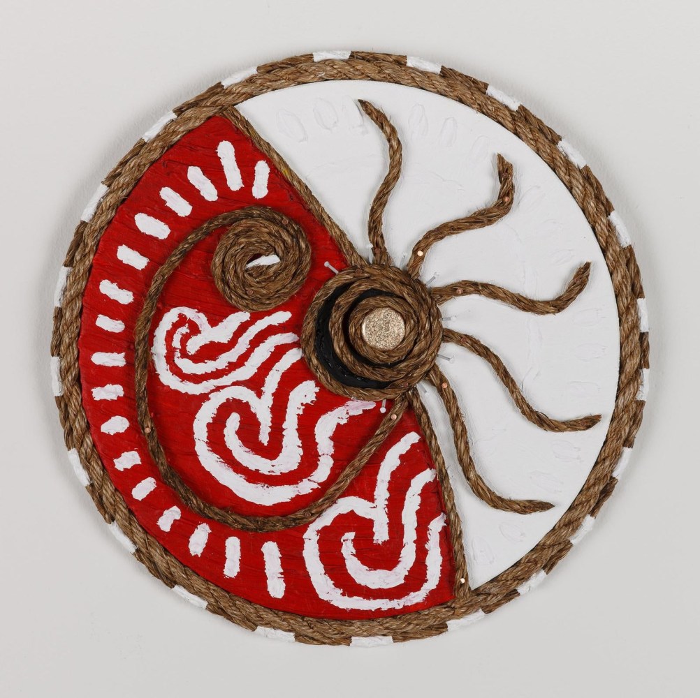 Daniel Rios Rodriguez
Flash Erecta, 2018
oil, nails rope, aluminium on wood panel&amp;nbsp;
36.8 x 36.8 cm / 14.5 x 14.5 in