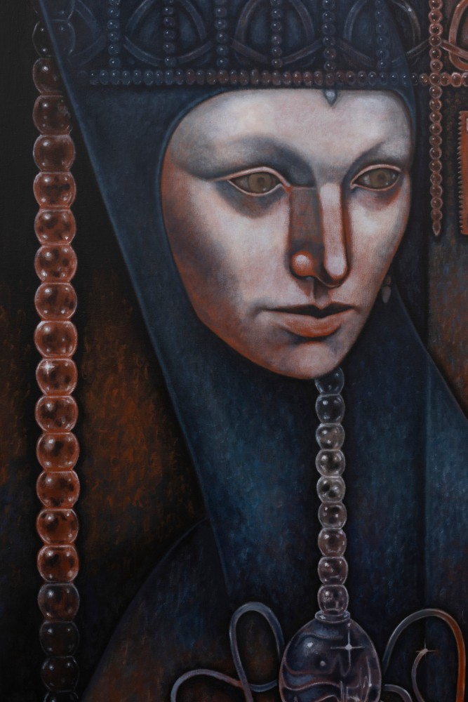 Justin Fitzpatrick

The Glass Armonica (Dying at my music), 2024

oil on linen, oak frame

180 x 140 cm / 70.9 x 55.1 in

183 x 143 x 3 cm / 72 x 56.3 x 1.2 in framed