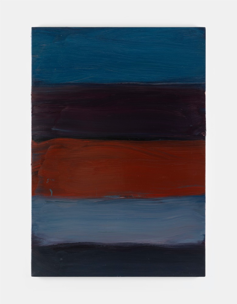 Sean Scully  Landline Deep Red Blue 2025 oil on copper