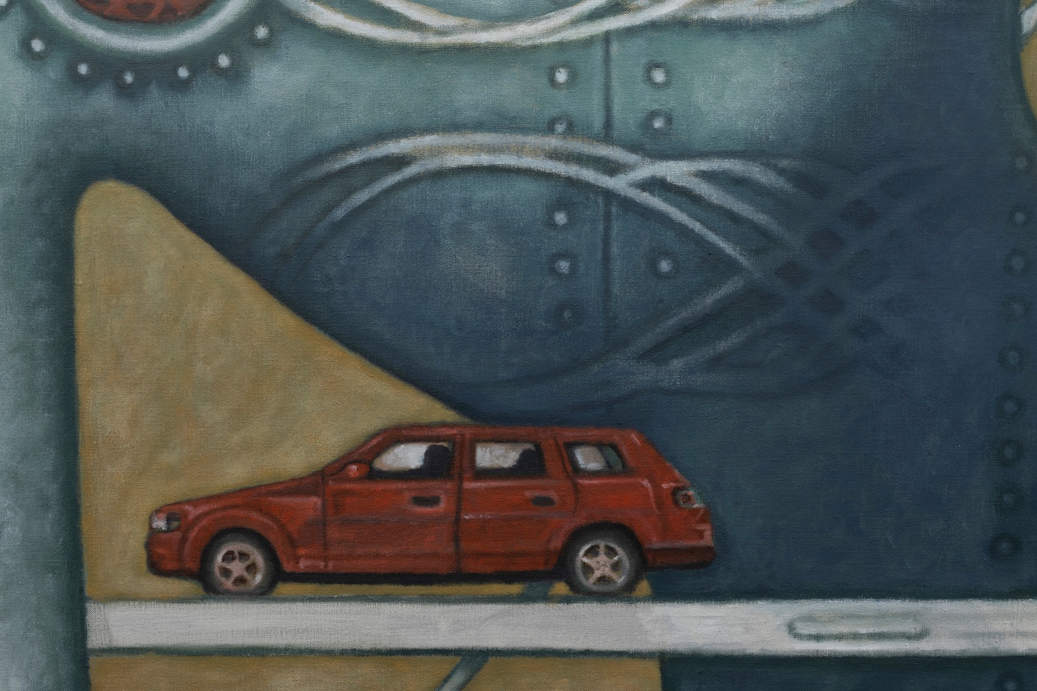 Justin Fitzpatrick

Aeolian harp suspension bridge, 2024

oil on linen, oak frame

180 x 140 cm / 70.9 x 55.1 in

183 x 143 x 3 cm framed / 72 x 56.3 x 1.2 in framed