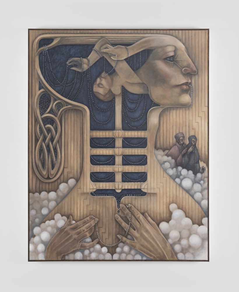 Justin Fitzpatrick  Pituitary-Thyroid Rosaries 2024 Oil on linen 182.5 x 142.5 x 2.6 cm / 71.9 x 56.1 x 1 in framed