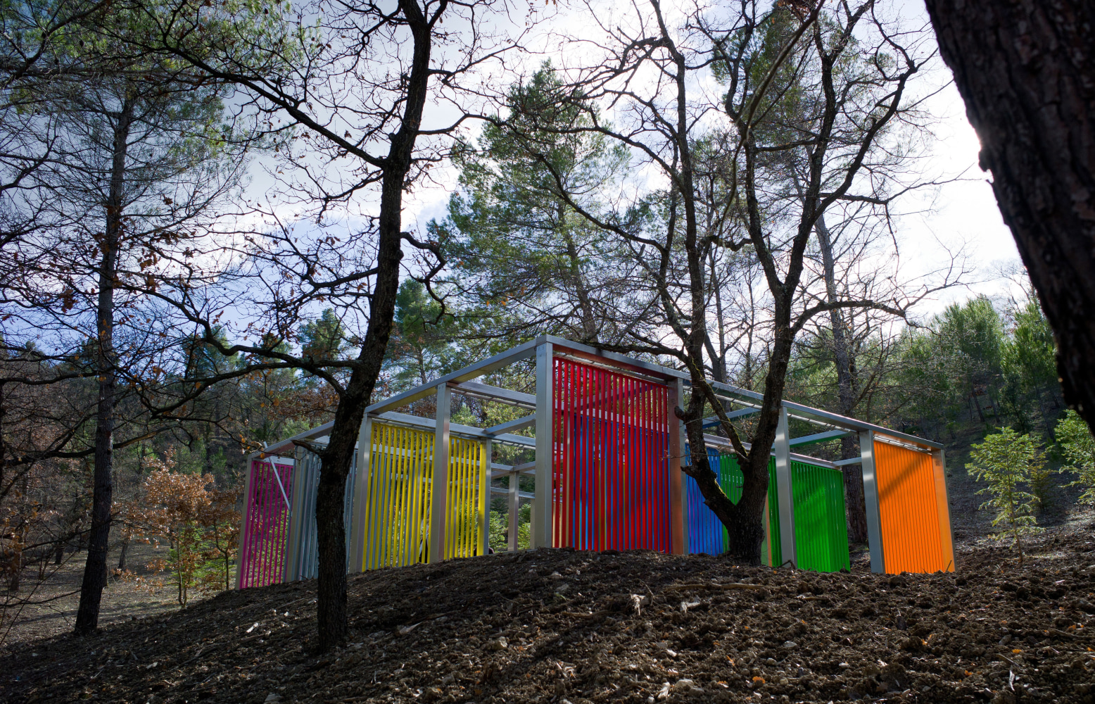 Liam Gillick
Multiplied Resistance Screened, 2010&amp;nbsp;
Installation at Château La Coste. Photograph Andrew Pattman&amp;nbsp;
