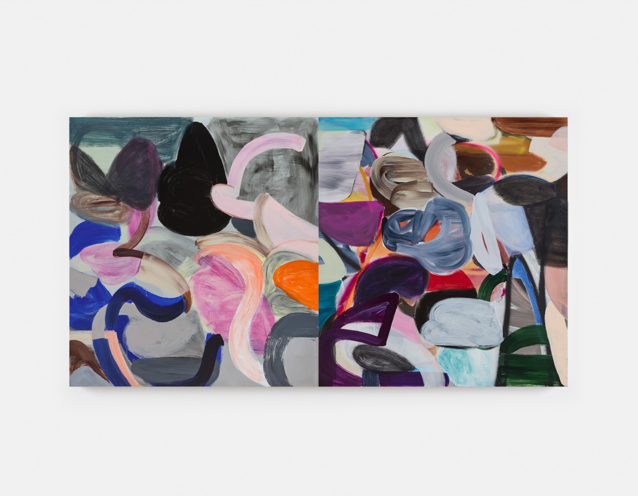 Liliane Tomasko&amp;nbsp;

To shift a Shape, to shape a Shift, across a Line and causing no Rift,&amp;nbsp;2024

acrylic and acrylic spray on aluminium, two panels

152.4 x 279.4 cm / 60 x 110 in&amp;nbsp; &amp;nbsp;