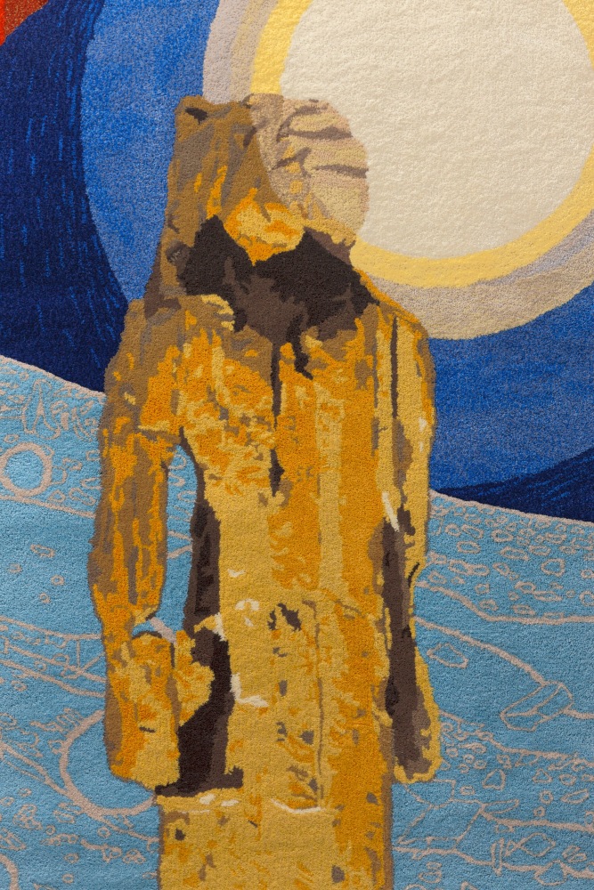 Isabel Nolan&amp;nbsp;
L&amp;ouml;wenmensch - spanning earth and sky for forty thousand years,&amp;nbsp;2018
hand-tufted 100% New Zealand Wool, 15mm pile
320 x 120 cm / 126 x 47.2 in&amp;nbsp; &amp;nbsp;