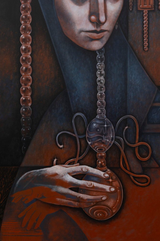 Justin Fitzpatrick

The Glass Armonica (Dying at my music), 2024

oil on linen, oak frame

180 x 140 cm / 70.9 x 55.1 in

183 x 143 x 3 cm / 72 x 56.3 x 1.2 in framed