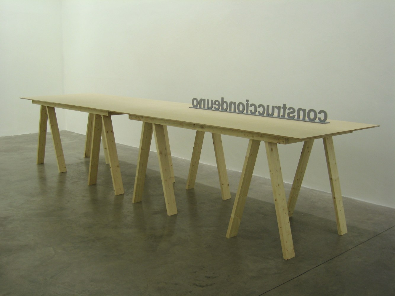 Liam Gillick&amp;nbsp;
Literally Based on H.Z. 2006
Ten table units and seven prototypes/structures&amp;nbsp;
each table 240cm x 120cm x 100cm / 94.5 x 47 x 39.3 in
Collection of Irish Museum of Modern Art, Dublin
