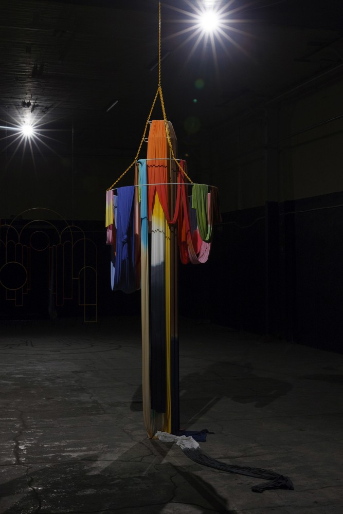 Isabel Nolan
The Light Poured Out Of You,&amp;nbsp;2016
mild steel, paint, fabric and dye
134 x 3 cm / 52.8 x 1.2 in diameter of largest ring