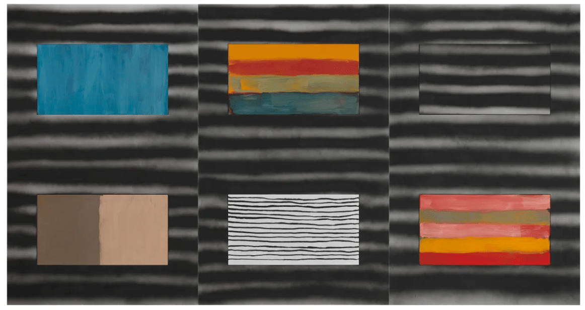Sean Scully, Uninsideout, 2018-2020. Oil, acrylic and oil pastel on aluminum. 299.7 x 571.5 cm. Museum of Fine Arts &amp;ndash; Hungarian National Gallery, Budapest, Hungary