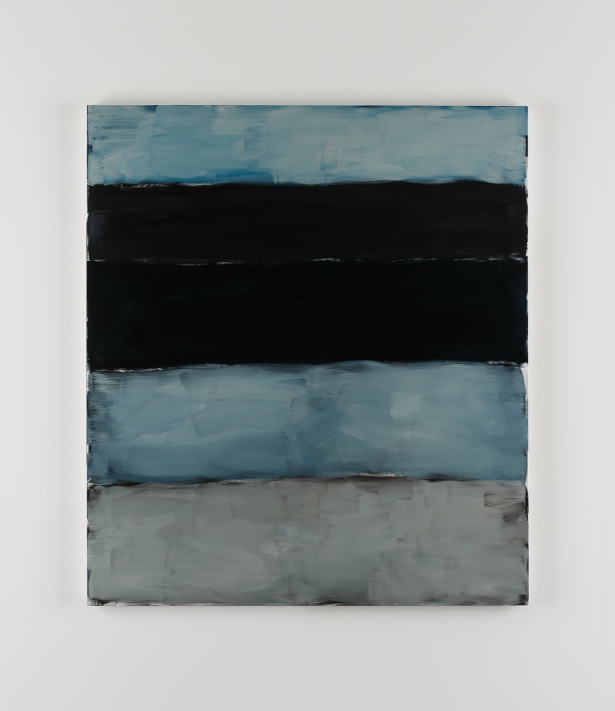 Sean Scully&amp;nbsp;
Landline Black Blue, 2014
oil on aluminium
215.9 x 190.5 cm / 85 x 75 in&amp;nbsp;