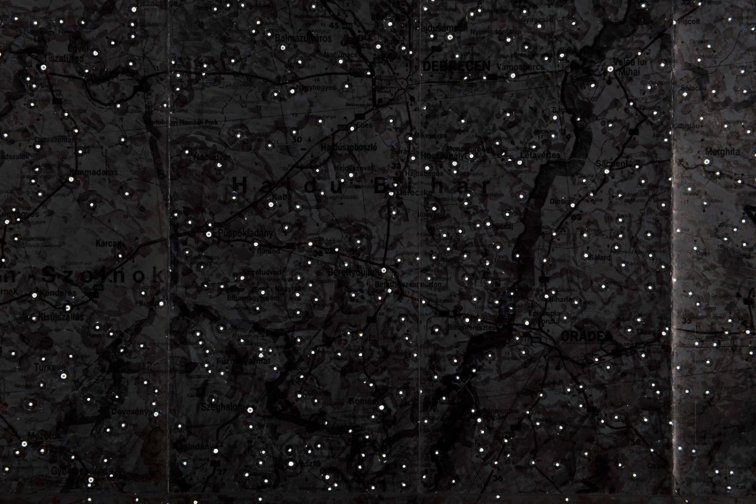 Kathy Prendergast,&amp;nbsp;BLACK MAP SERIES (Hungary) detail,&amp;nbsp;2009, Ink on printed map, 97.7 x 142.5 cm / 38.5 x 56.1 in&amp;nbsp;&amp;nbsp;