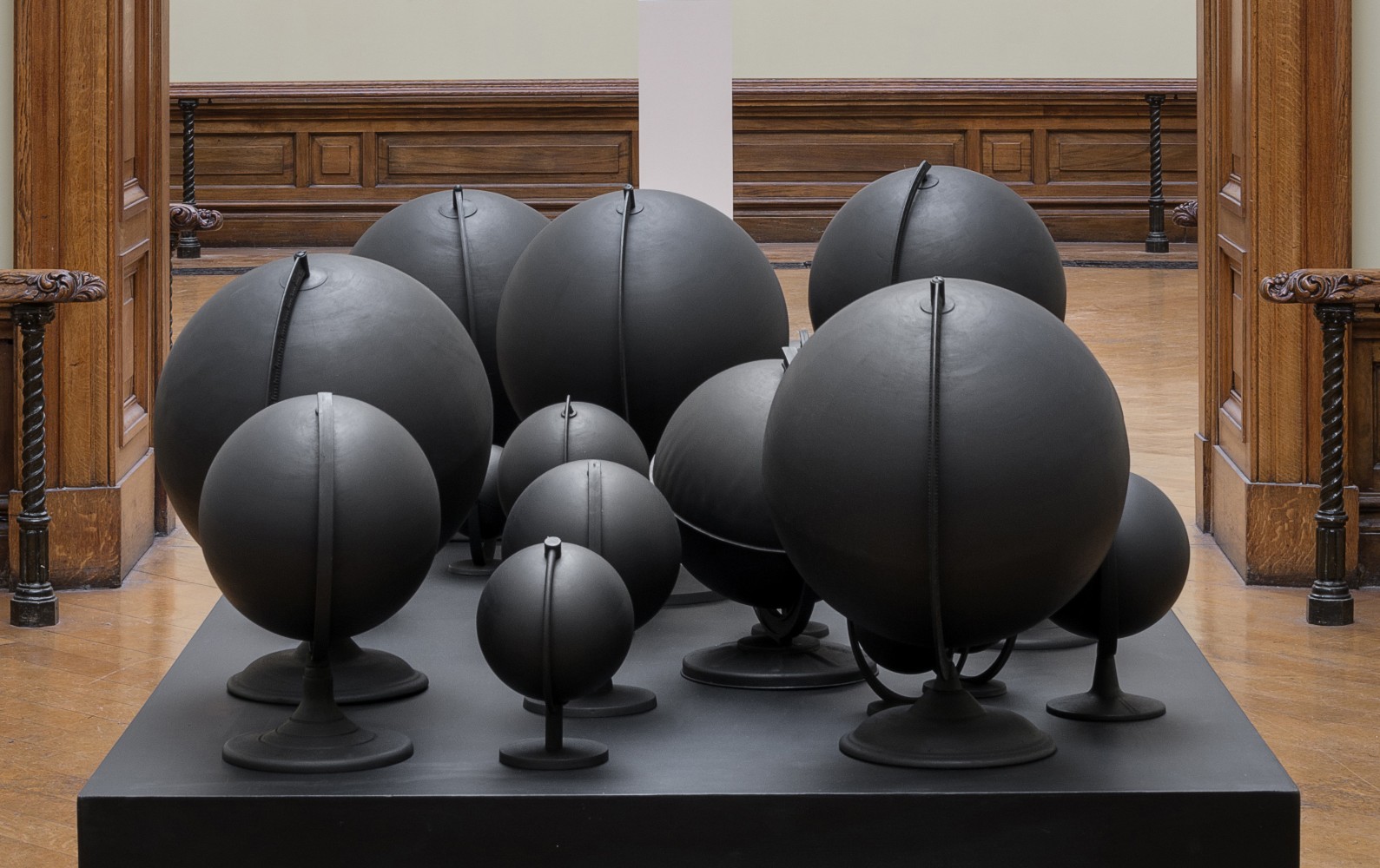 Kathy Prendergast&amp;nbsp;
Eclipse, 2014-15
painted globes, wood
204 x 96.5 x 117 cm / 80.3 x 38 x 46.1 in&amp;nbsp;
Collection of Crawford Art Gallery, Cork