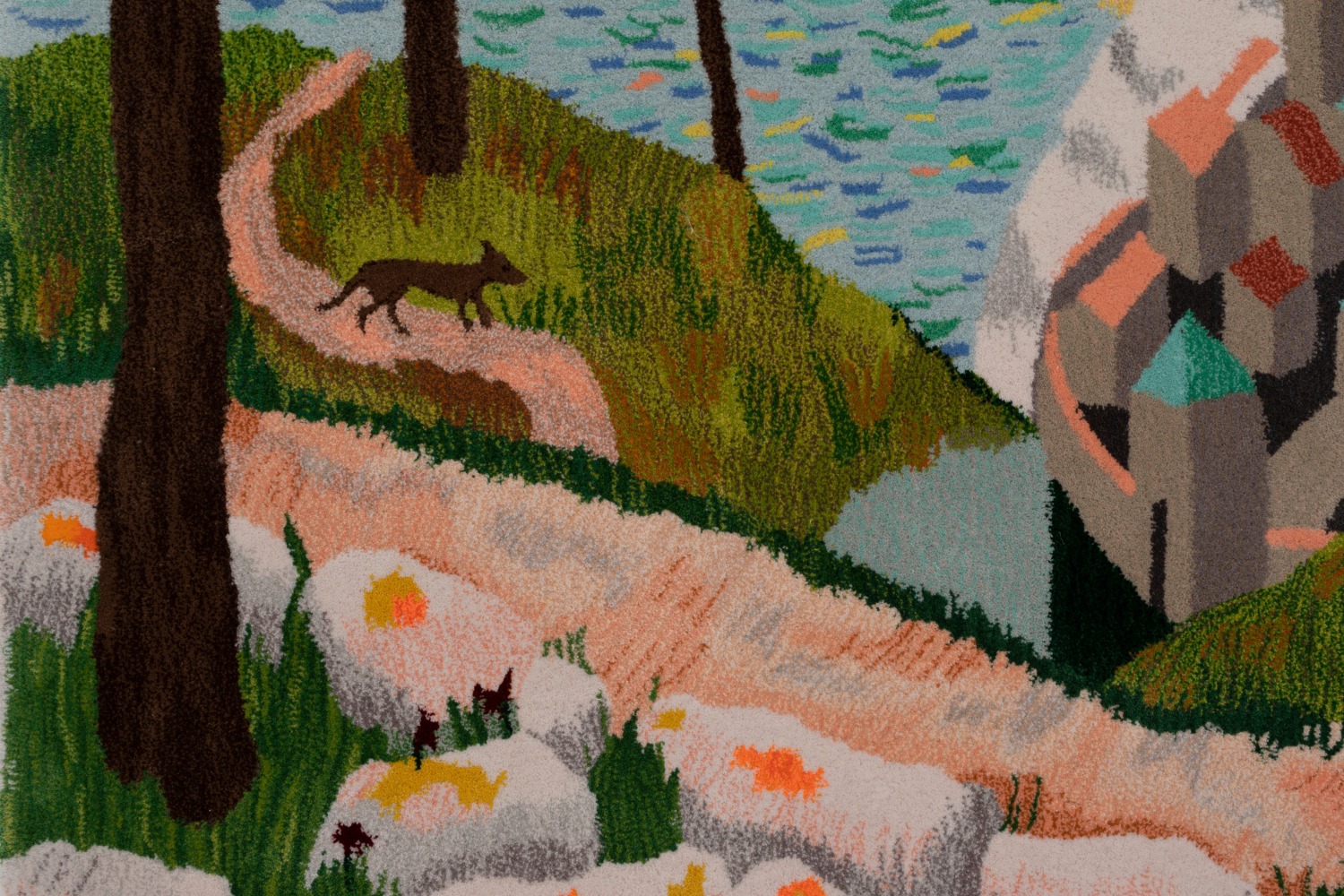 Isabel Nolan
The wolf who made a city tremble c.1216 (After Sassetta), 2023
hand-tufted 100% New Zealand Wool, 12 mm pile
300 x 200 cm / 118.1 x 78.7 in