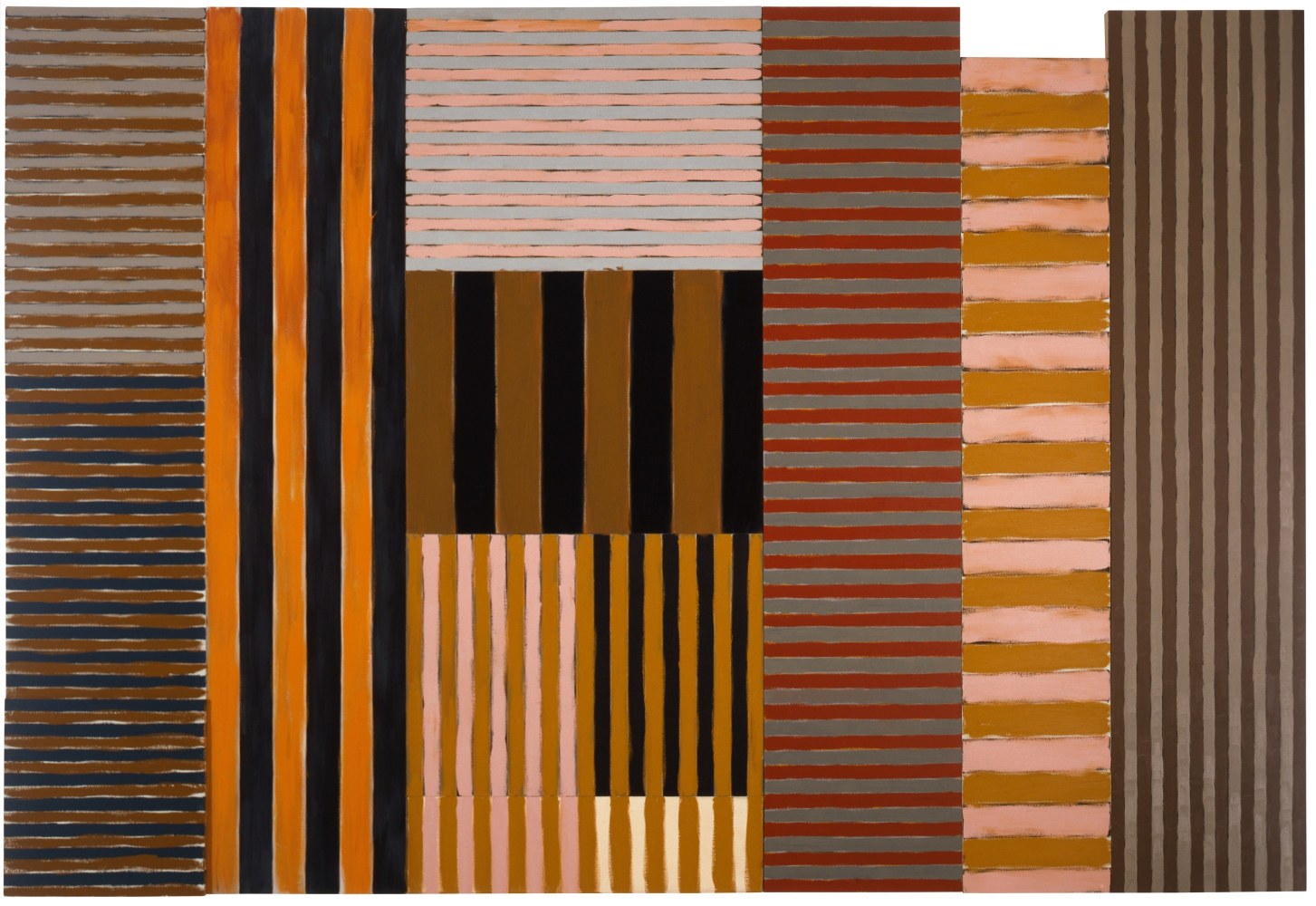 Sean Scully, Adoration,&amp;nbsp;1982, oil on canvas, linen on wood, 274 x 396 cm