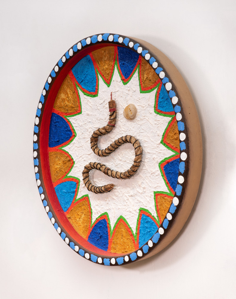 Solito,&amp;nbsp;2020
oil rope, copper limestone on terra cotta
43.2 cm /&amp;nbsp;17 in diameter