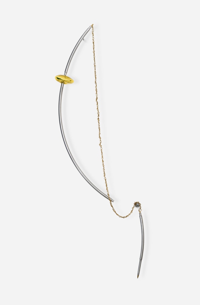 Sarah Pichlkostner
Liquid (If every stone were a possibility), 2022
aluminium, brass, glass
136 x 50 x 9.5 cm / 53.5 x 19.7 x 3.7 in&amp;nbsp;