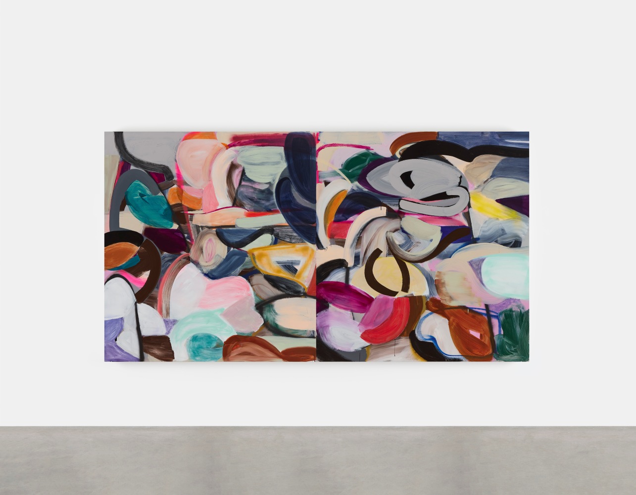 Liliane Tomasko&amp;nbsp;

A Solid, some Light, and Things that transform this shadowy Bright,&amp;nbsp;2024

acrylic and acrylic spray on aluminium, two panels

193 x 355.6 cm / 76 x 140 in&amp;nbsp; &amp;nbsp;

each panel&amp;nbsp; 193 x 177.8 x 3 cm /&amp;nbsp;76 x 70 x 1.2 in