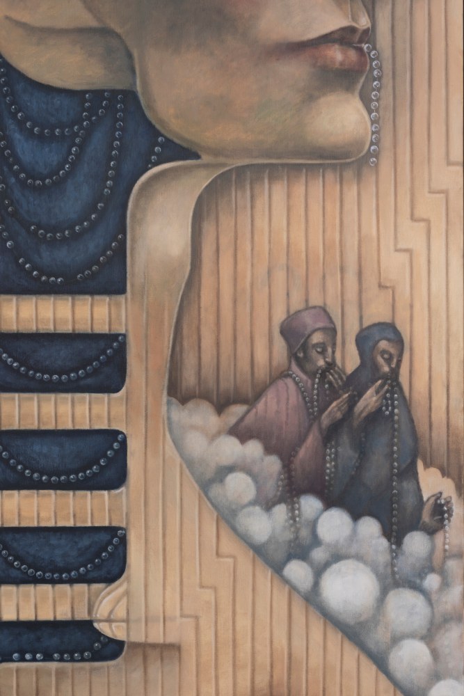 Justin Fitzpatrick  Pituitary-Thyroid Rosaries 2024 Oil on linen 182.5 x 142.5 x 2.6 cm / 71.9 x 56.1 x 1 in framed