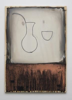 Guggi
Jug with Bowl III, 2012
oil on wood
98 x 70 x 1.75 cm / 38.6 x 27.6 x .7 in