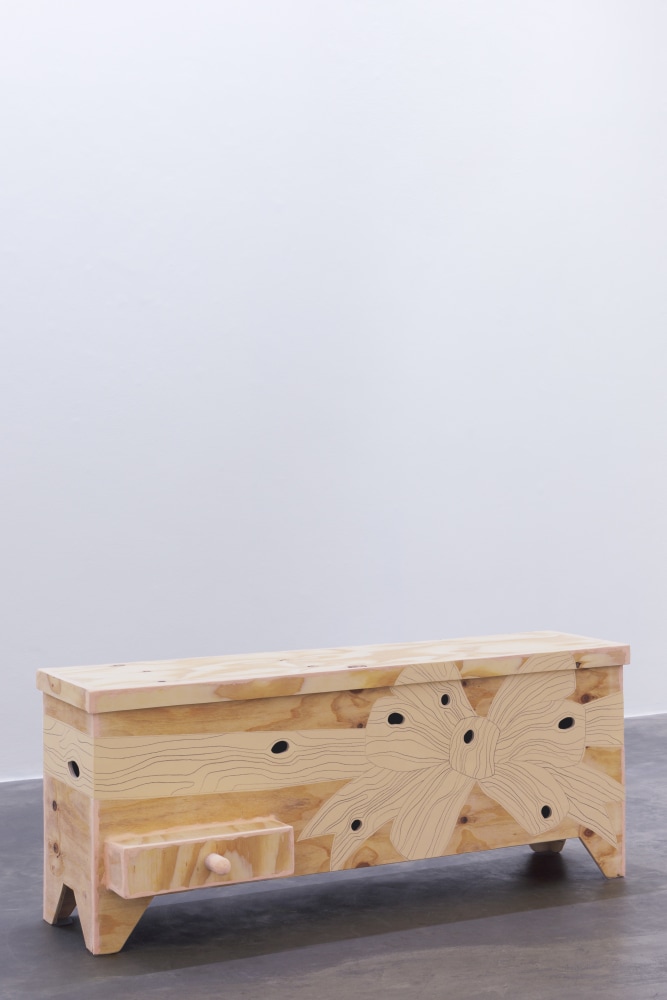 Andy Fitz
Pinocchio&amp;rsquo;s Bitter End (Lying Knows What Eye Nose Knot), 2022
wood, paint, graphite, paper clay
64 x 157 x 57 cm /&amp;nbsp;25.2 x 61.8 x 22.4 in