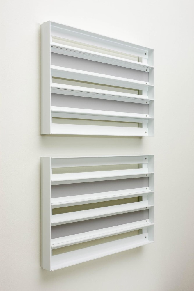 Liam Gillick
Red snow, 2010
powder coated aluminium, plexiglas, unique
two elements each: 50 x 75 x 10 cm / 19.7 x 29.5 x 3.9 in&amp;nbsp;