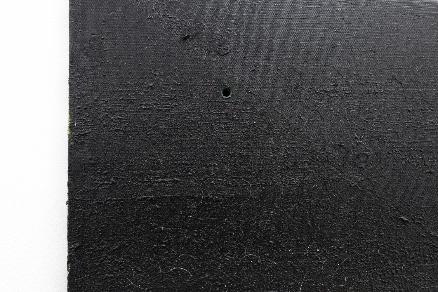 Landscape, 2004-14
acrylic, hair and mixed materials on deck-chair canvas.
37.5 x 49.5 cm / 14.8 x 19.5 in&amp;nbsp;