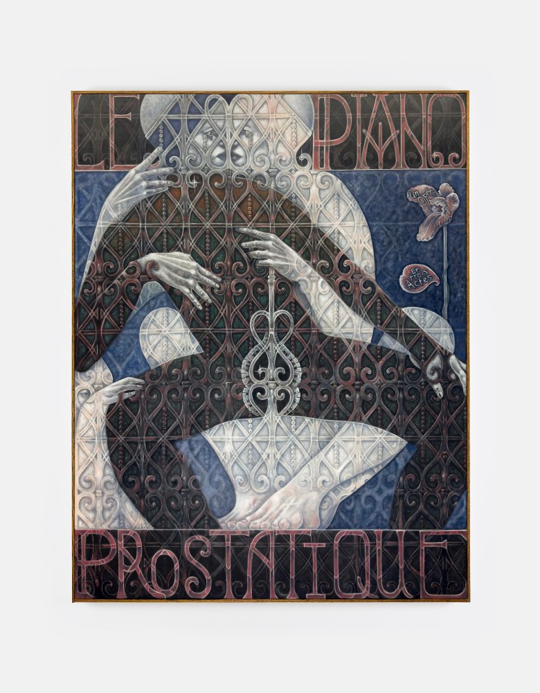 Justin Fitzpatrick&amp;nbsp;

Poster for a musical (Le Piano Prostatique),&amp;nbsp;2025

oil on linen, oak frame

183 x 143 x 3 cm / 72 x 56.3 x 1.2 in framed

&amp;nbsp;