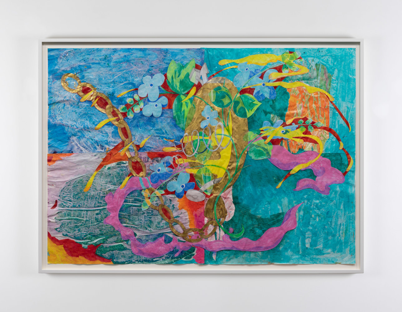 Sam Keogh&amp;nbsp;
Butter Jam Fixed Watch Flower,&amp;nbsp;2021
acrylic, pencil, ink, gold leaf on acid free 70gsm marker paper
81 x 115.5 cm / 31.9 x 45.5 in paper size&amp;nbsp;
87.5 x 121 x 3.5 cm / 34.4 x 47.6 x 1.4 in framed