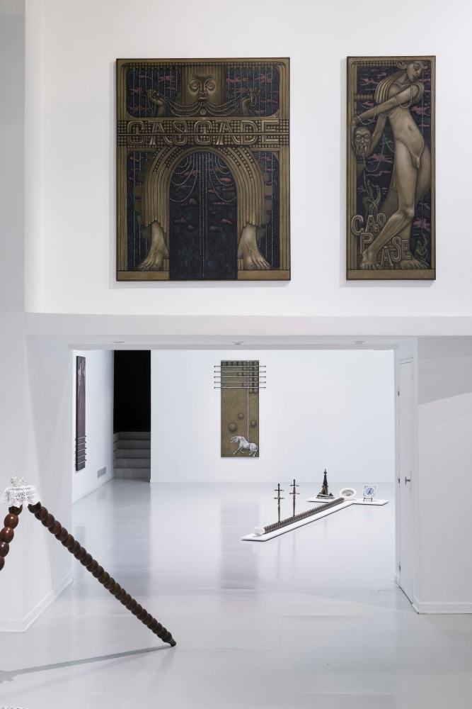 Justin Fitzpatrick,&amp;nbsp;Endocrine Table 1&amp;nbsp;and&amp;nbsp;2, 2024,&amp;nbsp;Pearl Liaison 4: Interpellation, 2023,&amp;nbsp;courtesy of the artist and Adagp, exhibition view of&amp;nbsp;Ballotta, production La Ferme du Buisson, 2024, &amp;copy; photo &amp;Eacute;mile Ouroumov, 2024.Rights reserved