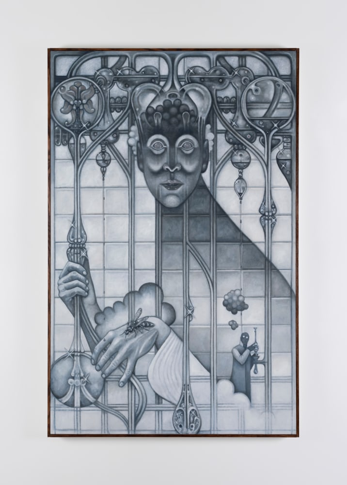 Justin Fitzpatrick
Thynnine Wasp Pheromones, 2023
Oil on linen, oak artist frame
143 x 93cm / 56.3 x 36.6 in