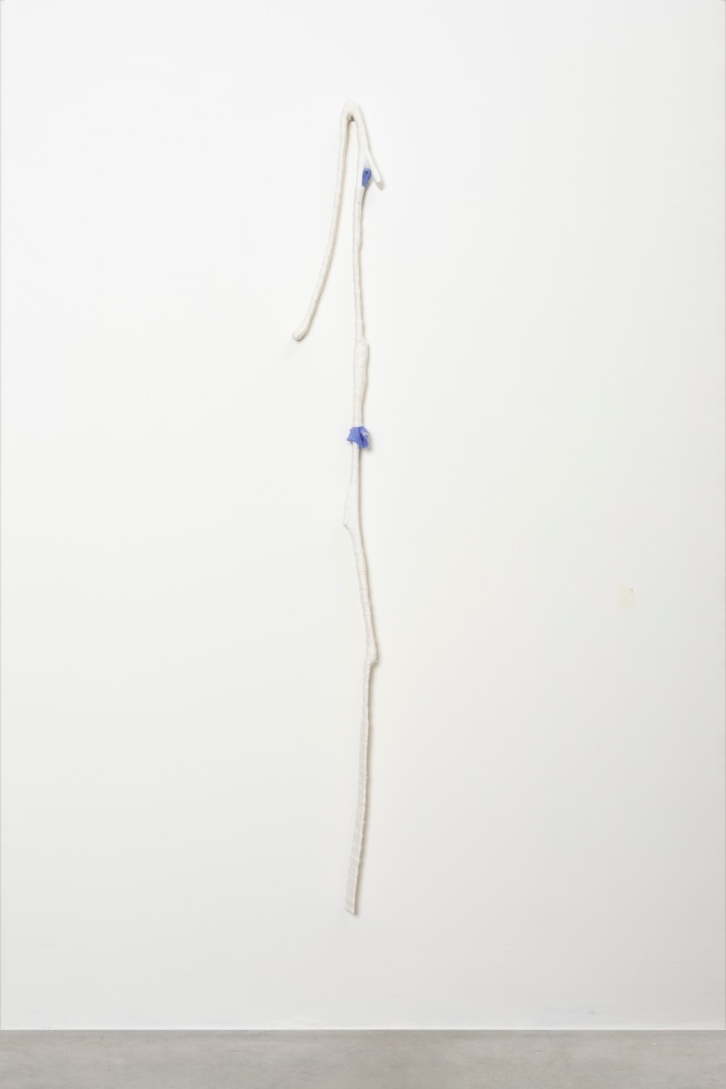 Aleana Egan
hearing, cleaning, 2023
card, tape, noil, dyed cotton, papier m&amp;acirc;ch&amp;eacute;
155 x 18 x 5 cm / 61 x 7.1 x 2 in
