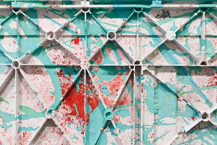 Sam Keogh,&amp;nbsp;Bulkhead&amp;nbsp;Panels, 2017&amp;ndash;2018, MDF, fibreglass, Jesmonite, polyurethane resin, pigment, acrylic medium, mica, Kapton tape, aluminum gilt, dimensions variable