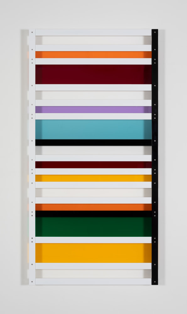 Liam Gillick
Acceptance Screen 2014
powder-coated aluminium, transparent Plexiglas, Unique
wall-mounted screen structure
200 x 100 x 10 cm / 78.7 x 39.4 x 3.9 in