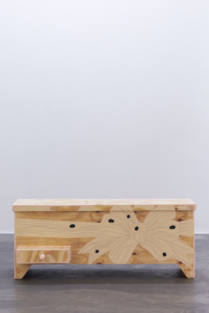 Andy Fitz
Pinocchio&amp;rsquo;s Bitter End (Lying Knows What Eye Nose Knot), 2022
wood, paint, graphite, paper clay
64 x 157 x 57 cm /&amp;nbsp;25.2 x 61.8 x 22.4 in