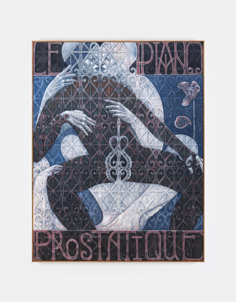 Justin Fitzpatrick&amp;nbsp;

Poster for a musical (Le Piano Prostatique),&amp;nbsp;2025

oil on linen, oak frame&amp;nbsp; &amp;nbsp;

183 x 143 x 3 cm / 72 x 56.3 x 1.2 in framed

&amp;nbsp;