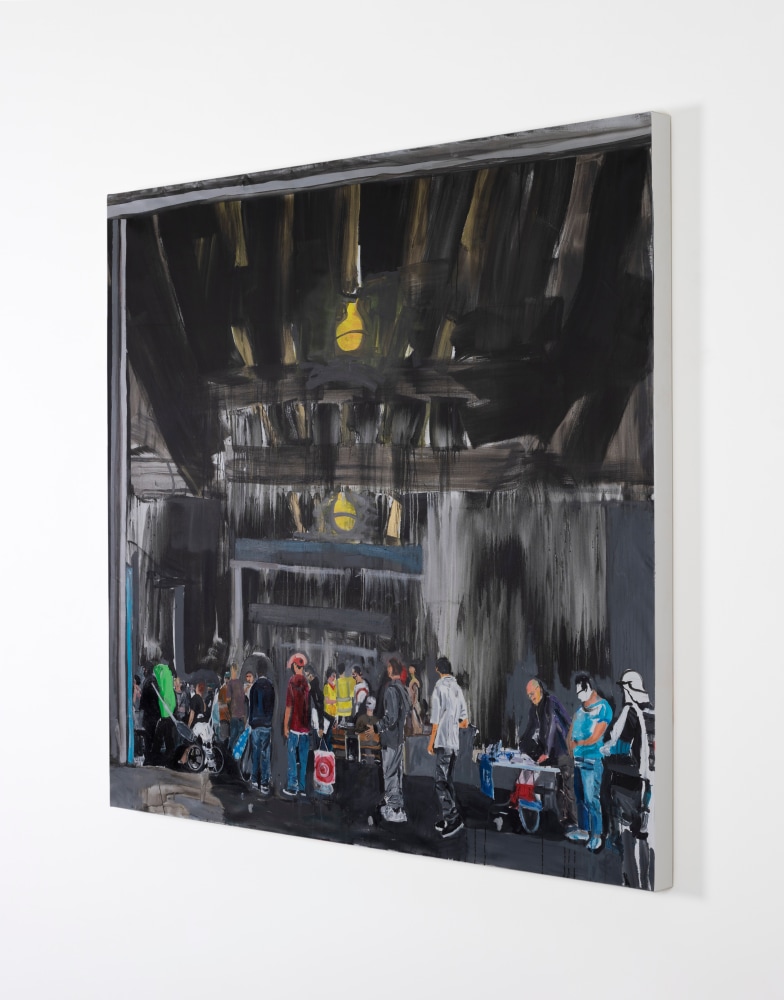 Brian Maguire  Soup Kitchen USA, 2023 acrylic on canvas 200 x 200 cm / 78.7 x 78.7 in