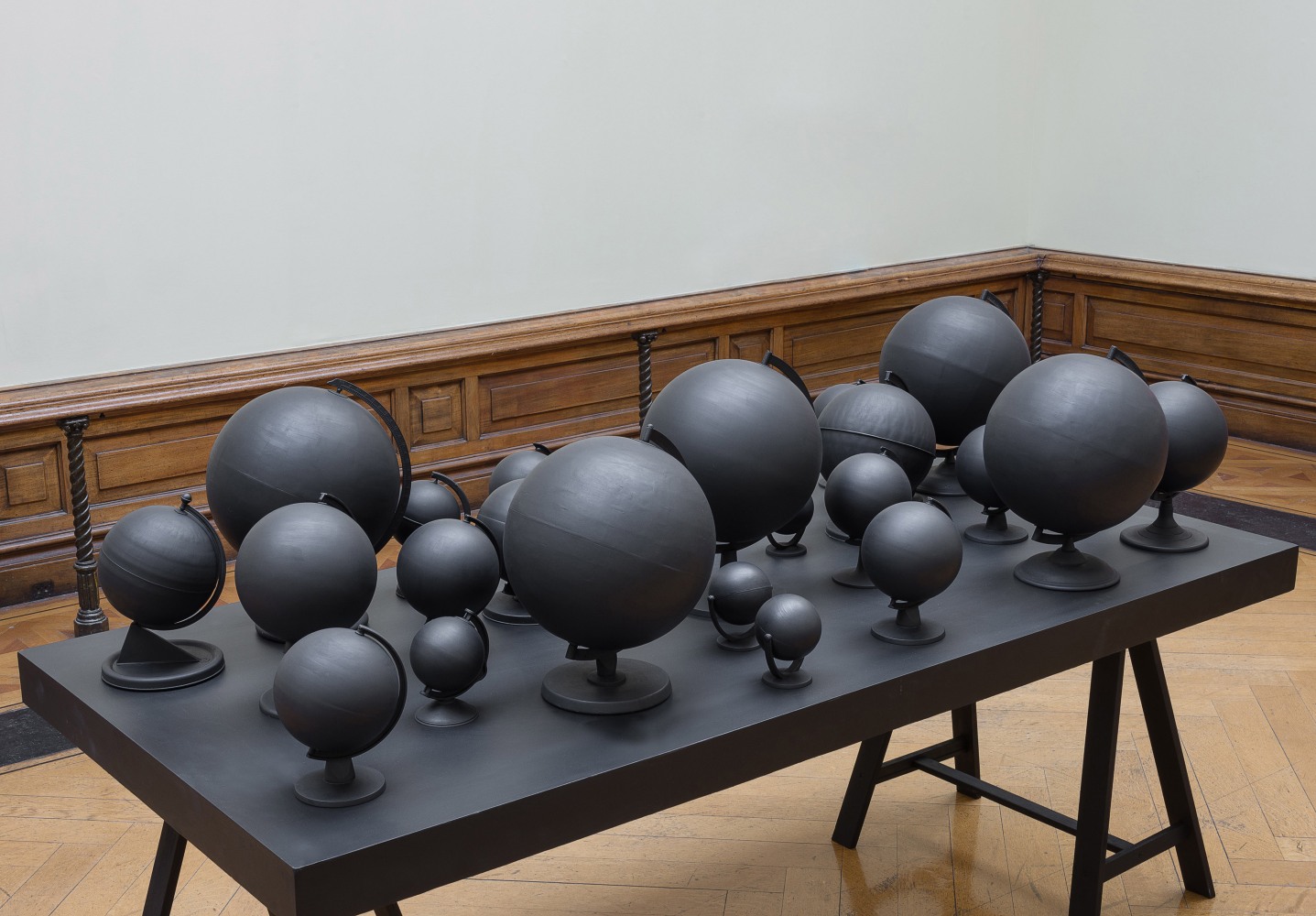 Kathy Prendergast&amp;nbsp;
Eclipse, 2014-15
painted globes, wood
204 x 96.5 x 117 cm / 80.3 x 38 x 46.1 in&amp;nbsp;
Collection of Crawford Art Gallery, Cork