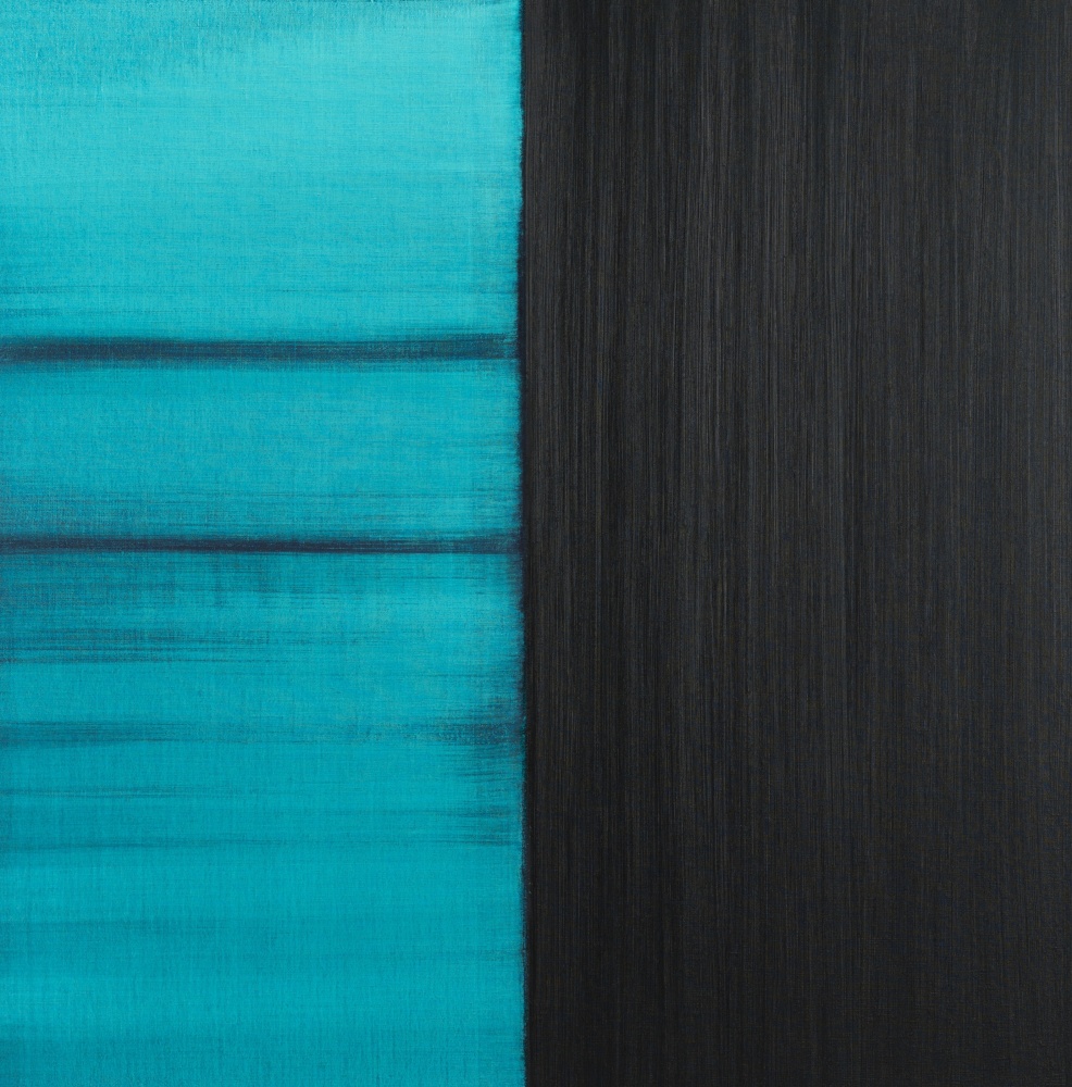 Callum Innes
Untitled Lamp Black / Caribbean Turquoise, 2023
oil on linen
82 x 80 cm / 32.3 x 31.5 in