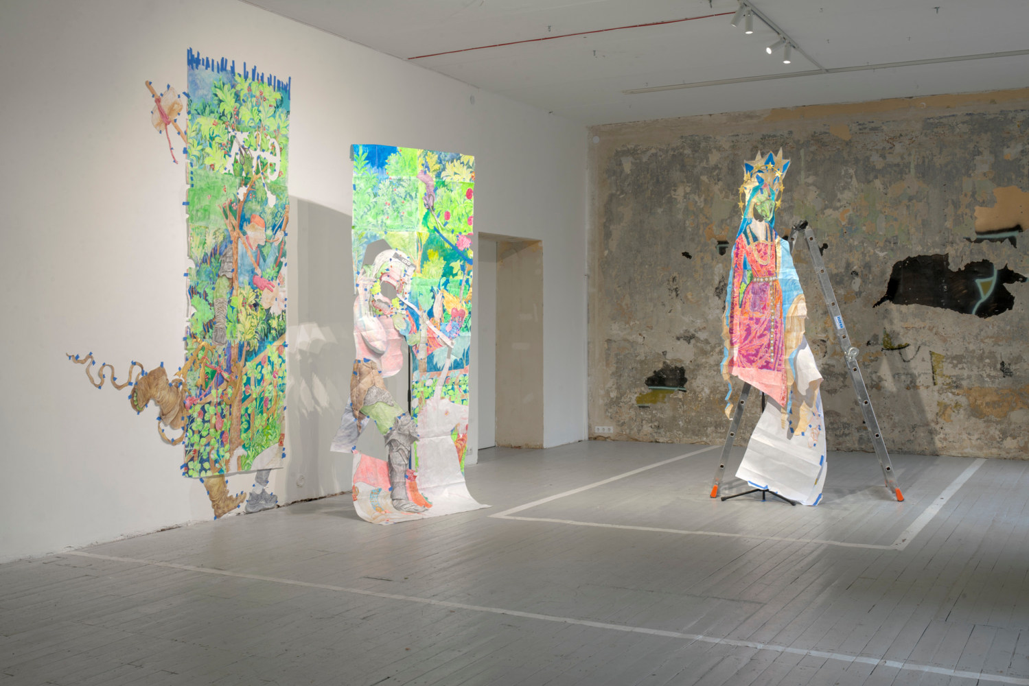Sam Keogh, The Unicorn Surrenders to a Maiden Cartoon, 2024, installation view at Atletika Gallery, Vilnius, 2024