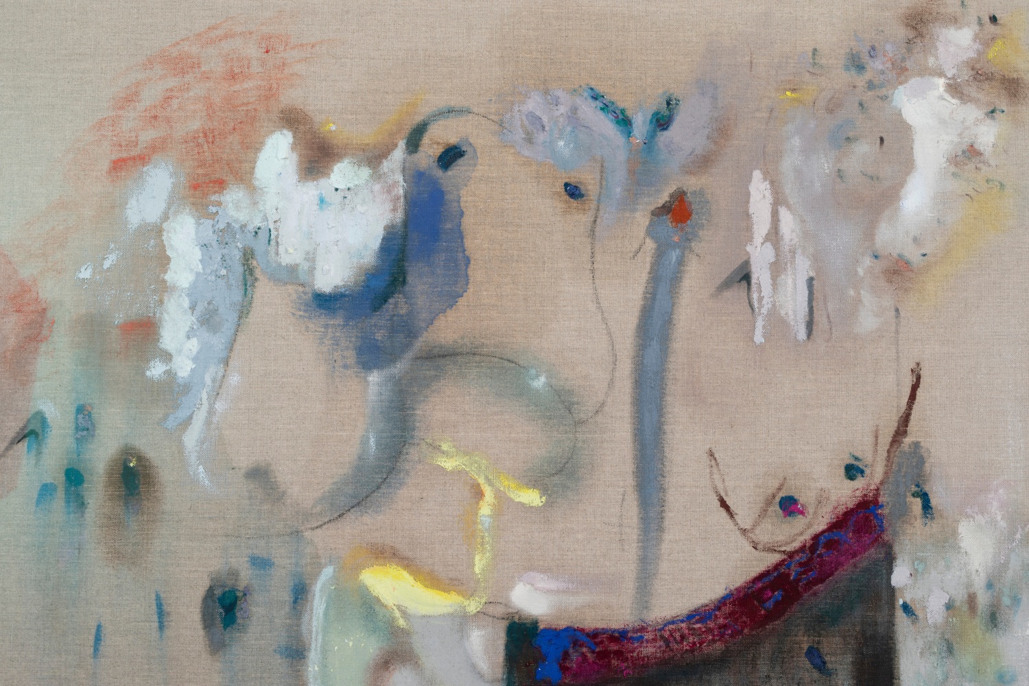 Aleana Egan&amp;nbsp;

hear touch,&amp;nbsp;2025

mixed media on linen with solid American white oak and linen mount

74 x 87.5 x 6.5 cm / 29.1 x 34.4 x 2.6 in framed