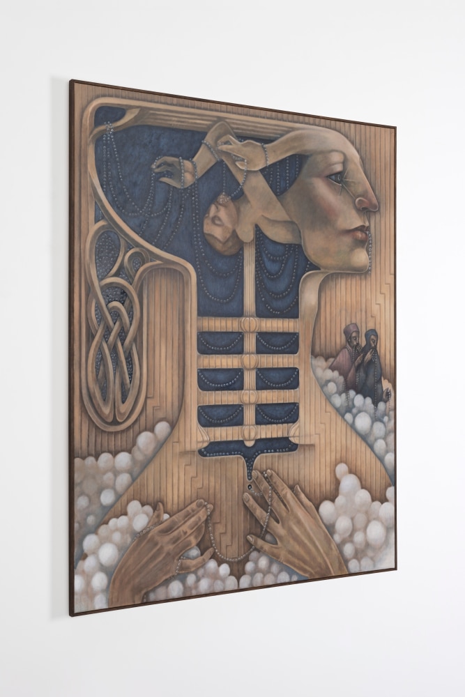 Justin Fitzpatrick&amp;nbsp;

Pituitary-Thyroid Rosaries, 2024

oil on linen, oak frame

180 x 140 cm / 70.9 x 55.1 in&amp;nbsp; &amp;nbsp;

182 x 142 x 2.6 cm / 71.7 x 55.9 x 1 in framed