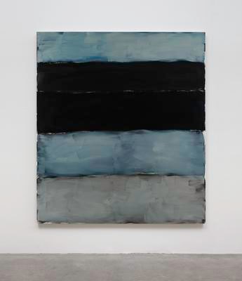 Sean Scully,&amp;nbsp;Landline Black Blue,&amp;nbsp;2014, oil on aluminium, 215.9 x 190.5 cm / 85 x 75 in