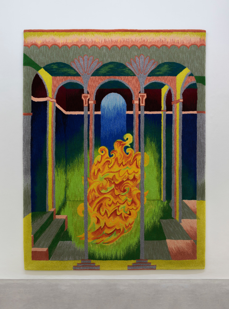 Miracle of Fire, 2021
hand-tufted 100% New Zealand Wool, 12 mm pile
300 x 224 cm / 118.1 x 88.2 in